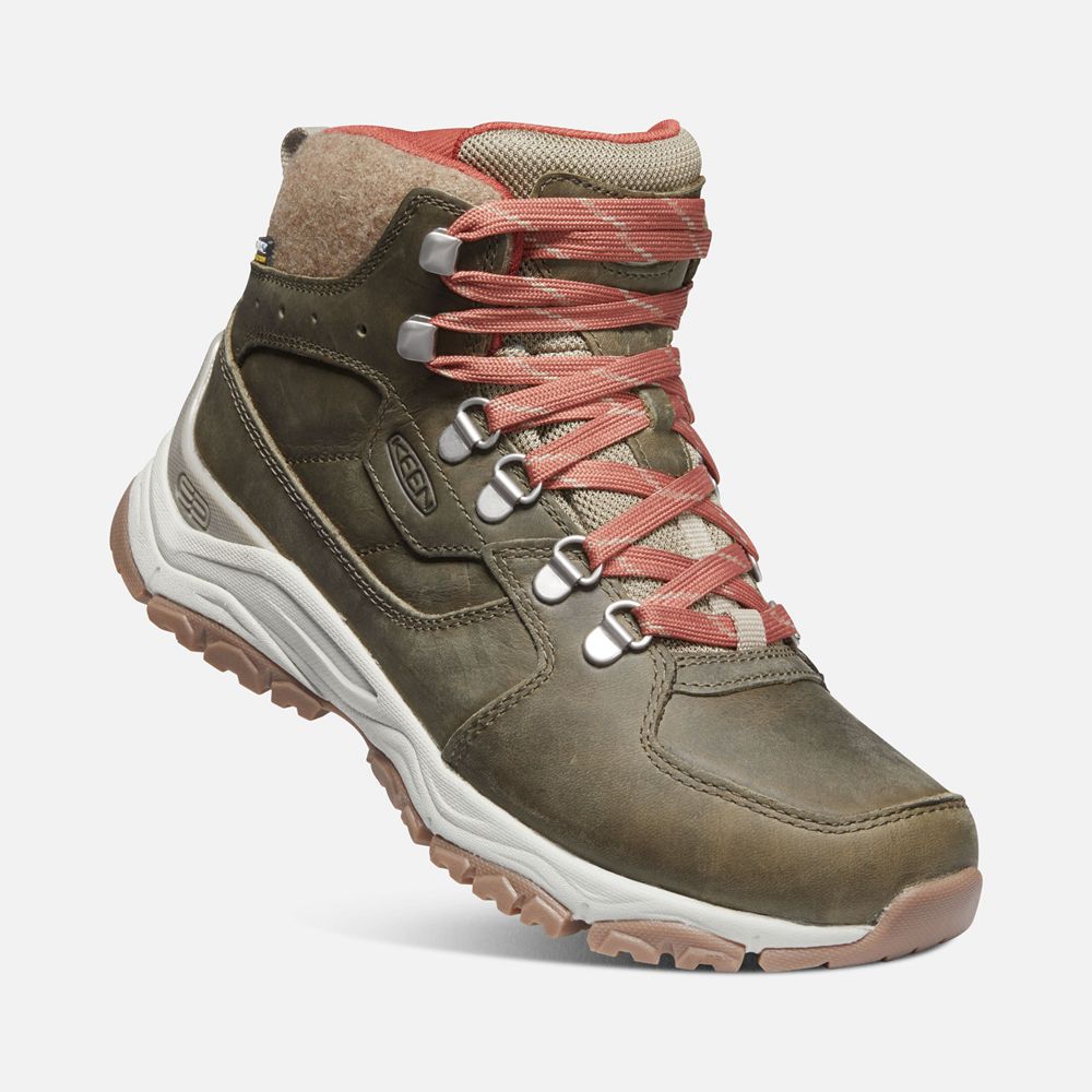 Keen Laarzen Dames Olijfgroen - Innate Leern Waterproof - 67250-FVTR